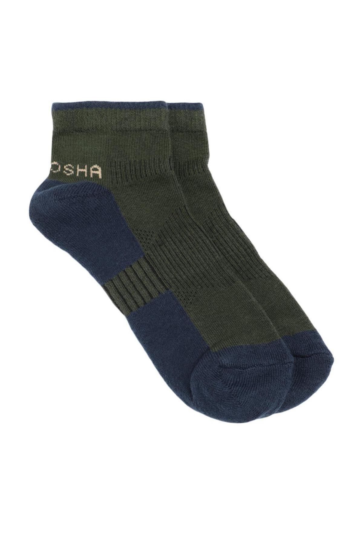 Olive & Navy Ankle Length Cotton Sports Socks | Men